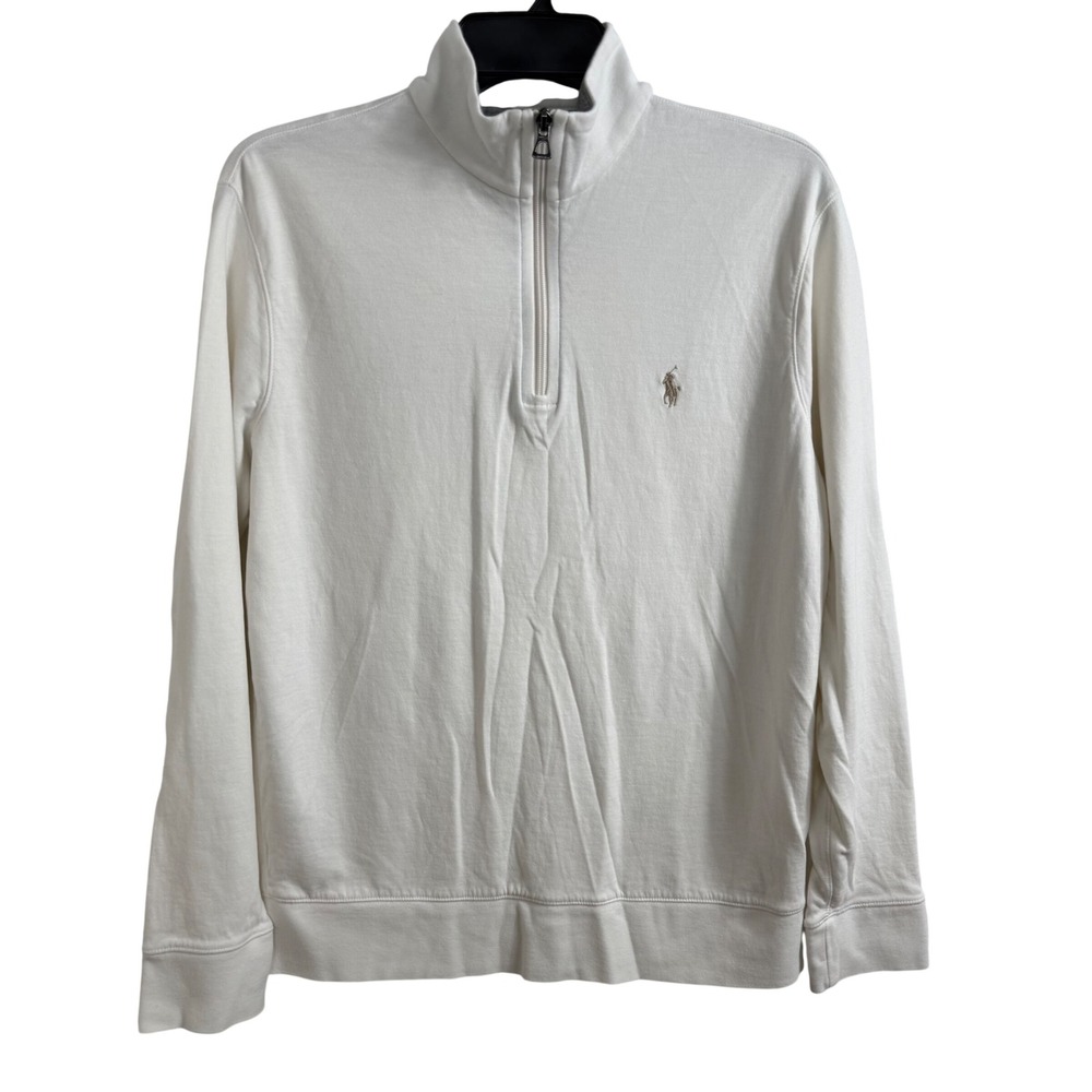 Polo Ralph Lauren Quarter Zip Pullover Small Cream Preppy Minimalist Luxury